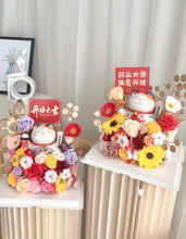 Load image into Gallery viewer, 回财源滚滚达三江,生意兴隆通四海(手摇香皂花Soap flowers陶瓷招财猫礼盒)