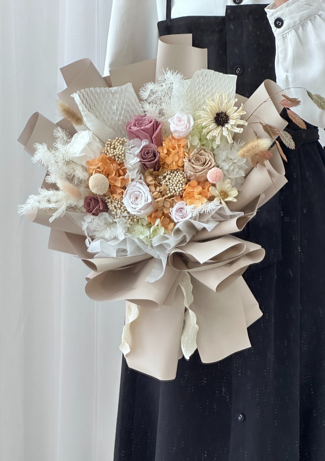 Retro Style Preserved Flower Bouquet 复古风格永生花花束