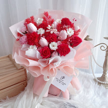 将图片加载到图库查看器，Red Korean Carnation Soap Flower Bouquet 韩式红色系康乃馨玫瑰香皂花束（香皂花）
