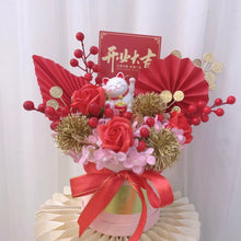 Load image into Gallery viewer, Grand Opening Fortune Cat with Soap Flower Bucket 开业吉祥｜富贵贵客永常在 （招手招财猫香皂花粉花桶）
