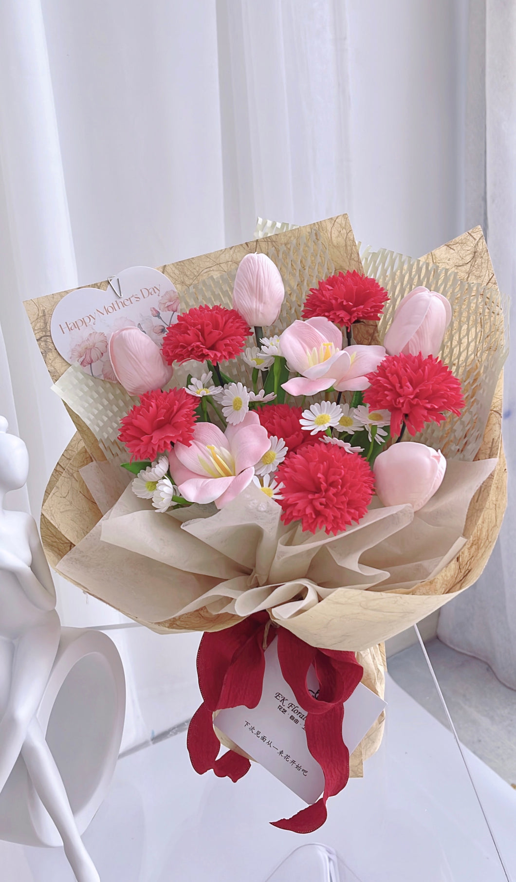 母爱永恒｜愿岁月从不败（红色系香皂花花束）