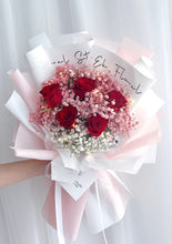 将图片加载到图库查看器，Fresh Rose with Pink Baby Breath Fresh Flower Bouquet 红玫瑰与粉色系满天星鲜花花束
