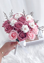 将图片加载到图库查看器，Purple Pink Soap Rose Bridal Bouquet 粉紫色系香皂花玫瑰新娘手捧
