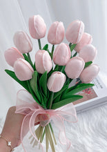 将图片加载到图库查看器，Pink Soap Tulip Bridal Bouquet 粉色郁金香香皂花玫瑰新娘手捧
