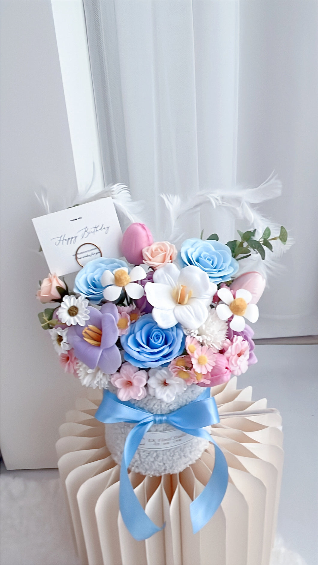 一生倾心·星河拥抱💙🩵花桶（香皂花花束）