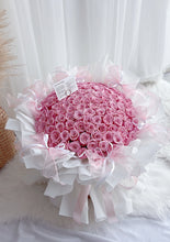 将图片加载到图库查看器，99 Pink Preserved Rose Flower Bouquet 99朵粉色永生花花束
