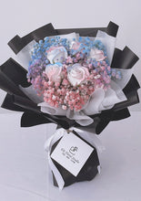 Load image into Gallery viewer, Tri-colour Baby Breath Soap Rose Bouquet 三色满天星粉蓝极光香皂玫瑰花束

