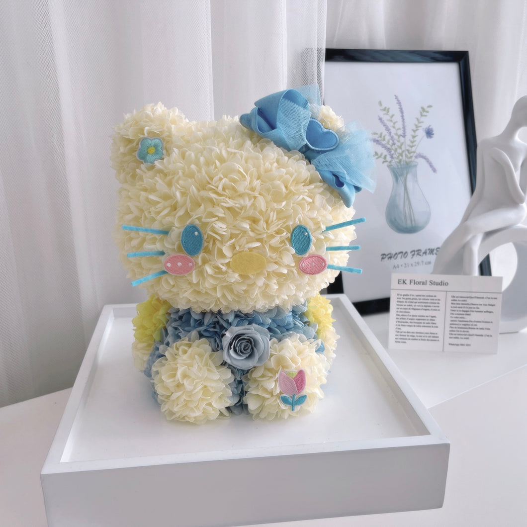 Blue Hello Kitty Preserved Acrylic Box 蓝色系凯蒂猫永生花亚克力礼盒