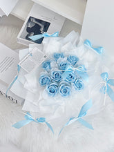 Load image into Gallery viewer, 11朵天空蓝色系（香皂花Soap flowers）芭蕾舞风花束·大海送给你🩵
