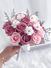 Load image into Gallery viewer, Purple Pink Soap Rose Bridal Bouquet 天生一对，幸福一生 | 粉棕粉色系玫瑰新娘手捧（香皂花）
