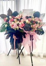 Load image into Gallery viewer, Black-pink Assorted Fresh Flower Opening Stand 双喜临门川川不息粉墨鲜花混搭开业花篮

