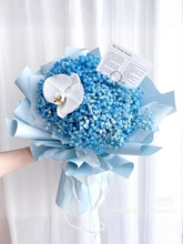 Load image into Gallery viewer, 碎冰蓝满天星香皂蝴蝶兰花束·你是星辰大海🩵 （鲜花） fresh flowers

