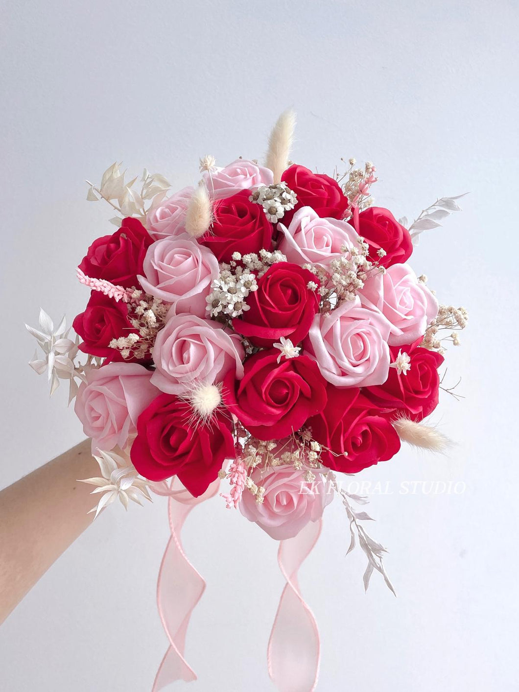 Red Pink Soap Rose Bridal Bouquet 红粉色系玫瑰新娘手捧（香皂花）