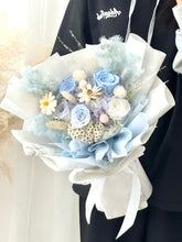 将图片加载到图库查看器，优雅蓝色系（永生花）花束
