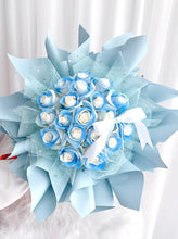 将图片加载到图库查看器，19朵（鲜碎）冰蓝色系白玫瑰花束
