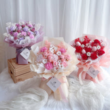 将图片加载到图库查看器，Pupple Korean Carnation Soap Flower Bouquet 韩式紫色系康乃馨玫瑰香皂花束（香皂花）
