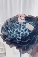 Load and play video in Gallery viewer, 52 Soap Black Spray Color Ice Blue Rose 52朵香皂黑玫瑰喷碎冰蓝花束（香皂花）
