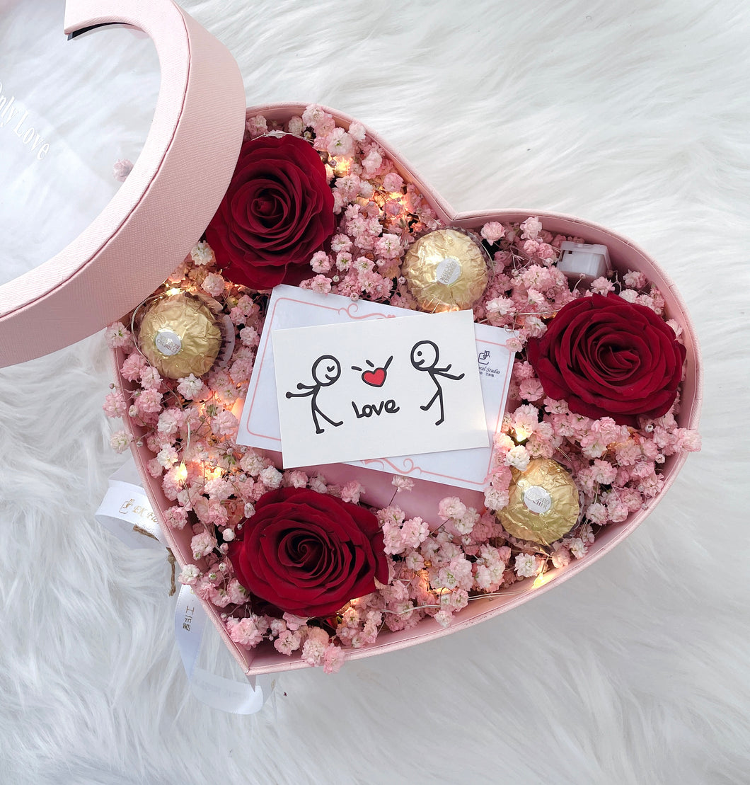 Pink Money Flower Box with Chocolates 粉色系巧克力拉钱花盒