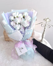 将图片加载到图库查看器，Green Purple Aurora Soap Bouquet 11朵青紫极光香皂玫瑰花束
