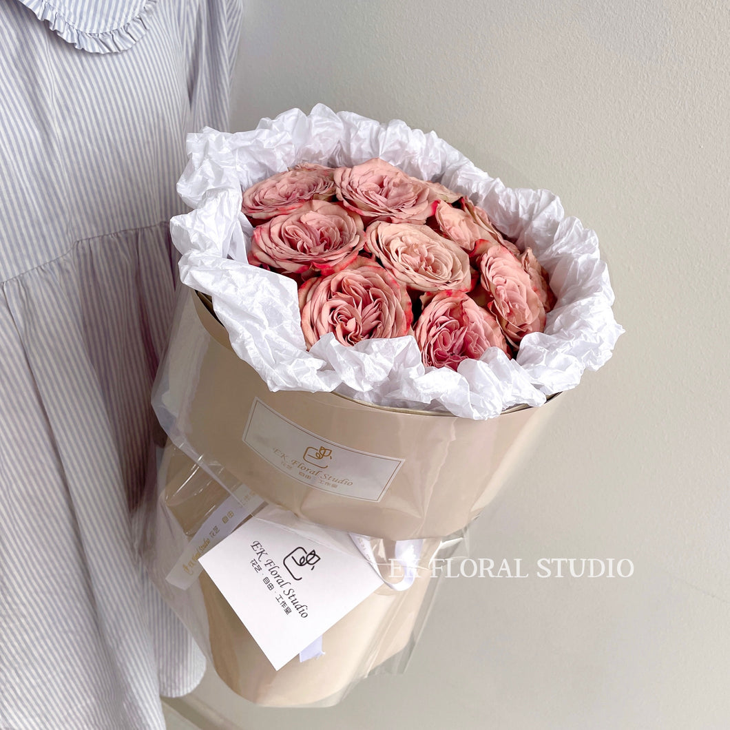 Vintage Cappuccino Rose Round Bouquet 复古卡布奇诺玫瑰圆形花束